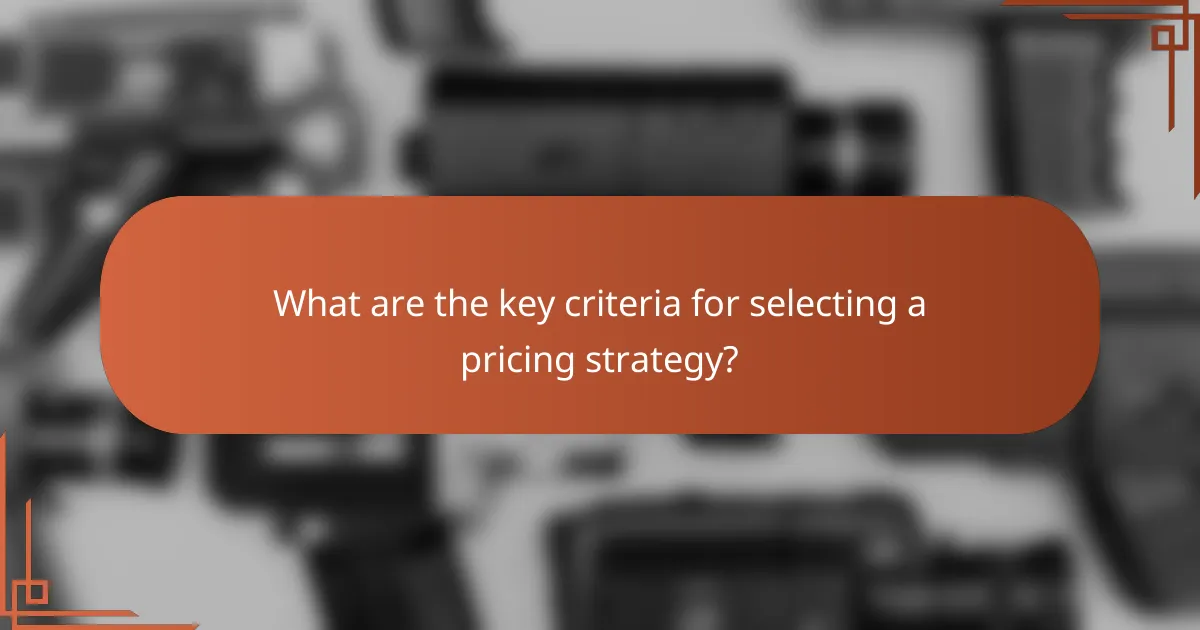 What are the key criteria for selecting a pricing strategy?