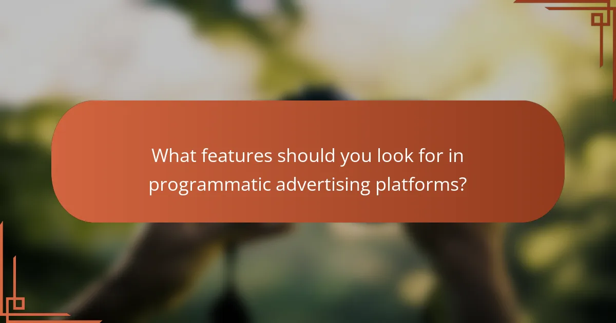 What features should you look for in programmatic advertising platforms?